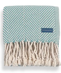 Monhegan Cotton Throw With Fringe - Island Blue