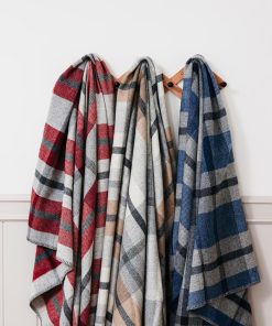 Northfield Plaid Wool Throw Blanket - Blue