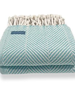 Monhegan Cotton Throw With Fringe - Island Blue