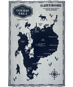 Sebago Lake Map Wool Throw Blanket
