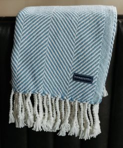 Monhegan Cotton Throw With Fringe - Denim