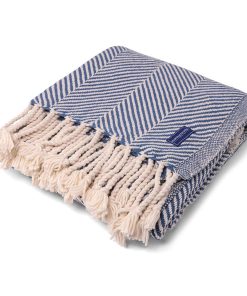 Monhegan Cotton Throw With Fringe - Indigo