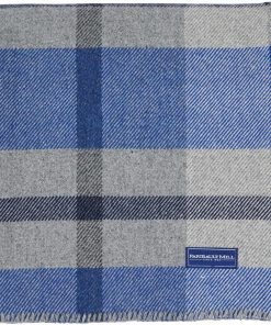 Northfield Plaid Wool Throw Blanket - Blue