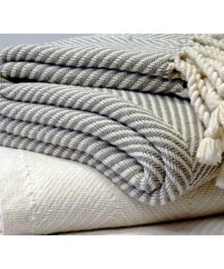 Monhegan Cotton Throw With Fringe - Oyster