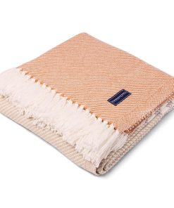 Allagash Cotton Throw - Oyster/Dove Gray/Bittersweet