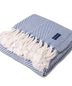 Monhegan Cotton Throw With Fringe - Denim
