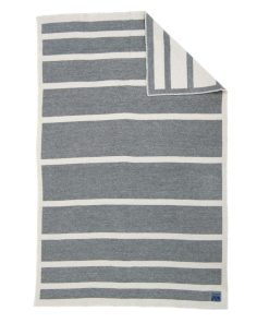 Reversible Framed Stripe Wool Throw - Heather Gray
