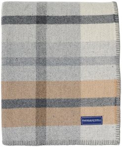 Northfield Plaid Wool Throw Blanket - Heritage Beige