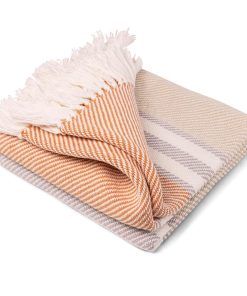 Allagash Cotton Throw - Oyster/Dove Gray/Bittersweet
