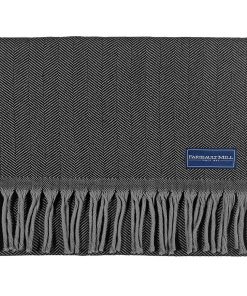 Solid Herringbone Wool Scarf - Gray/Black