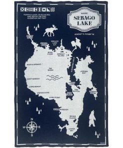 Sebago Lake Map Wool Throw Blanket