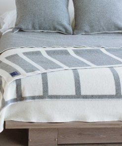 Reversible Framed Stripe Wool Throw - Heather Gray