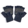 Fingerless Gloves with Leather - Black/Black
