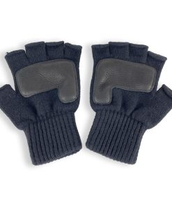 Fingerless Gloves with Leather - Black/Black