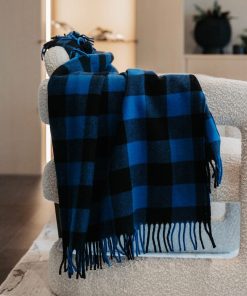 Buffalo Check Wool Throw Blanket - Admiral Blue