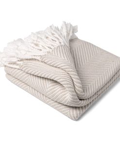 Monhegan Cotton Throw With Fringe - Oyster