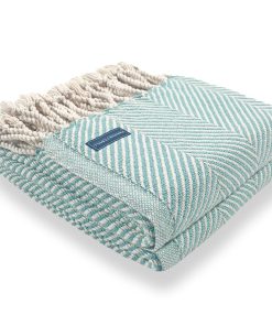 Monhegan Cotton Throw With Fringe - Island Blue