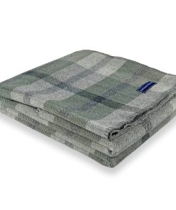 Northfield Plaid Wool Throw Blanket - Sage Green