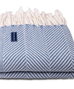 Monhegan Cotton Throw With Fringe - Denim