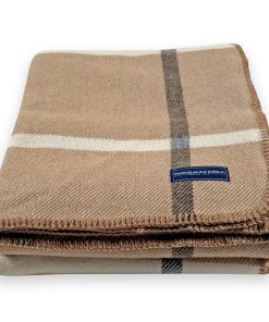 Windowpane Plaid Wool Throw - Beige