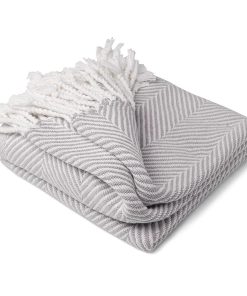 Monhegan Cotton Throw With Fringe - Dove Gray