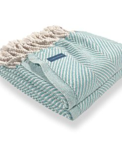 Monhegan Cotton Throw With Fringe - Island Blue