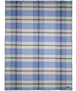 Northfield Plaid Wool Throw Blanket - Blue