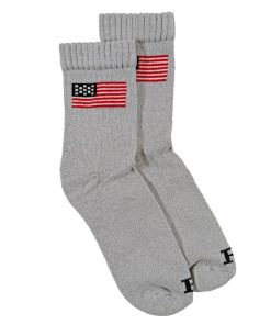 American Flag Cotton Marled Socks - Gray/Natural
