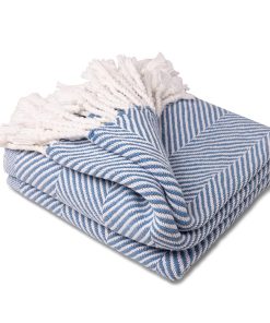 Monhegan Cotton Throw With Fringe - Denim