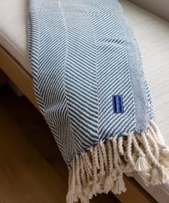 Monhegan Cotton Throw With Fringe - Indigo
