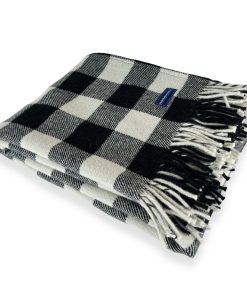 Buffalo Check Wool Throw Blanket - White