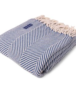 Monhegan Cotton Throw With Fringe - Indigo