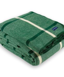 Windowpane Plaid Wool Blanket - Forest Green