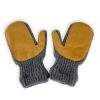 Mittens with Leather - Heather Gray/Honey Gold