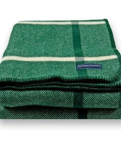 Windowpane Plaid Wool Throw - Forest Green